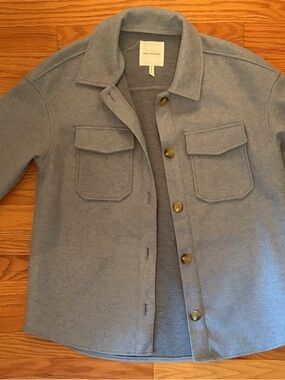 Avec Les Filles Pale Blue Wool Shirt Jacket